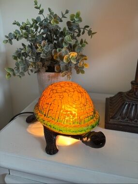 Turtle Table Lamp - Orange and Green Decorative Night Light